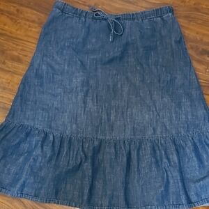 Denim Blue Ruffle Hem Skirt - Women